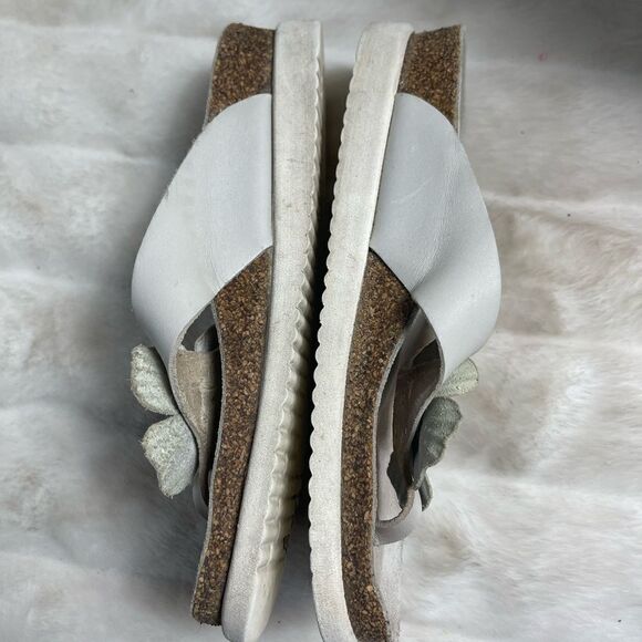 Mephisto Leather off white thong cork wedge sandals with floral accent EUR 38 - Picture 5 of 9